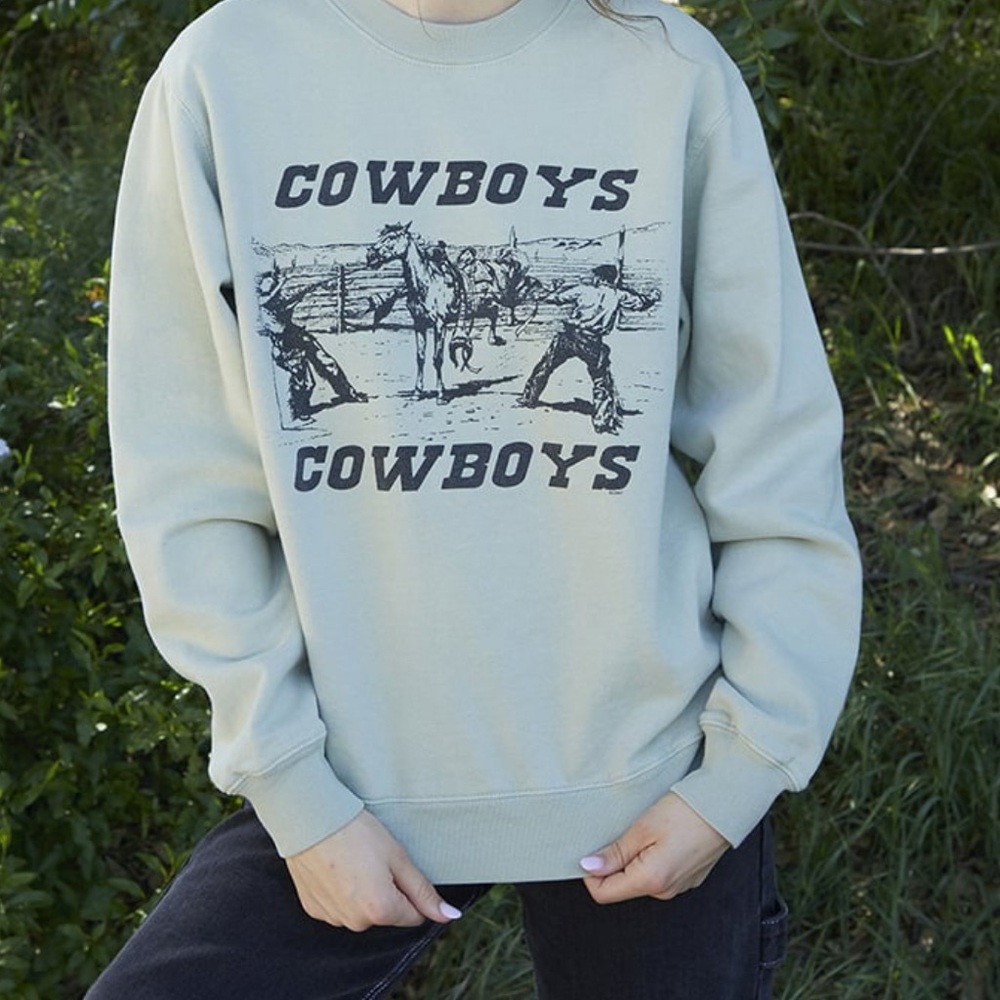 Brandy Melville John Galt Cowboy Crew neck- light pastel green